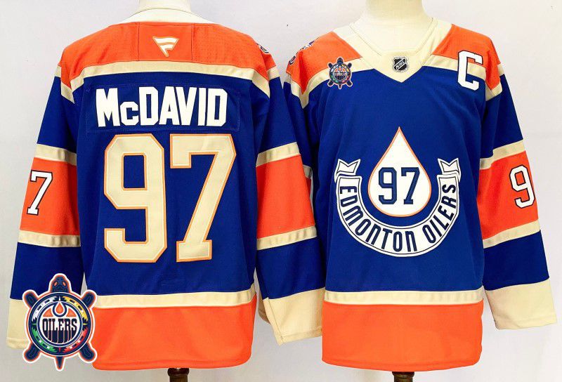 Men Edmonton Oilers #97 Mcdavid Blue Fanatics 2025 NHL Jersey style 5